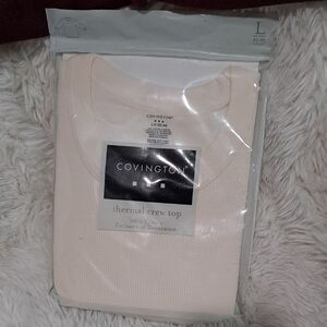 Covington Cream Thermal Crew Top. 100% Cotton Exclusive Of Decoration